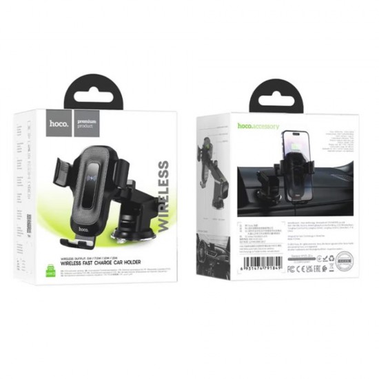 Suport auto pentru telefon cu incarcare Wireless Hoco HW3 - Negru