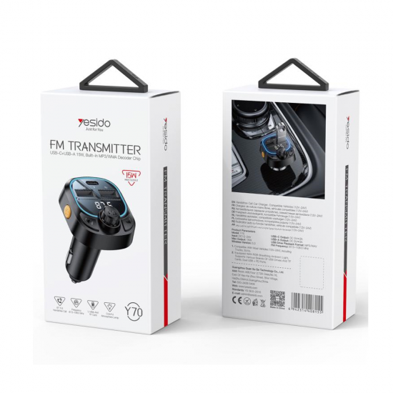 Incarcator auto cu funcie de modulator FM Yesido Y70