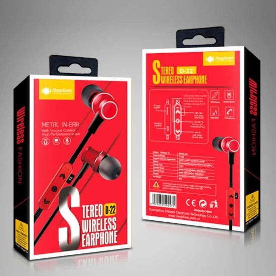 Casti metalice Deepbass D-22 In-Ear Wireless Bluetooth - Rosu