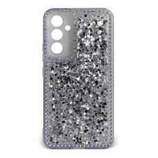 Husa spate pentru Samsung Galaxy A24 - Hermosa Case Bleu cu sclipici si cristale