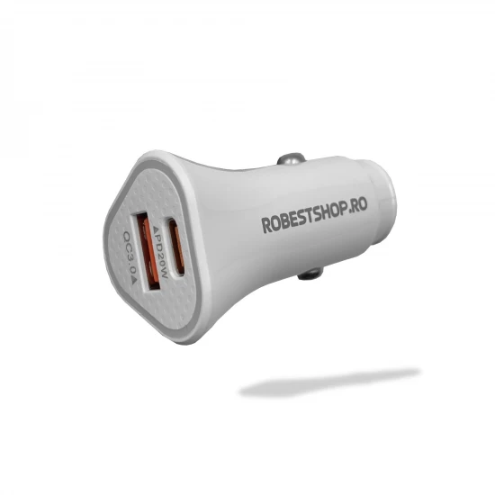 Incarcator auto universal Type C / USB Robest - Alb