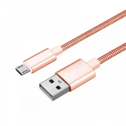 Cablu de date metalic microUSB 1m - Rose Gold